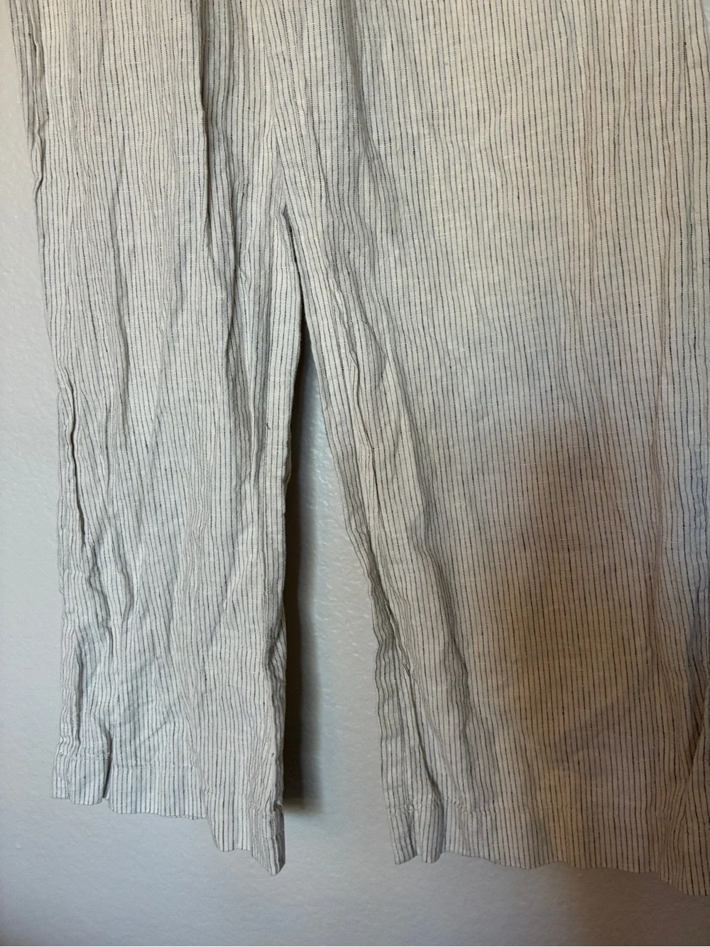 Merona Men's XS Linen/Cotton Lightweight Cream & Black Striped Relaxed Pants